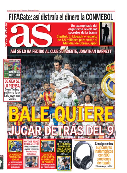 Bale quiere jugar detrà¡s del 9