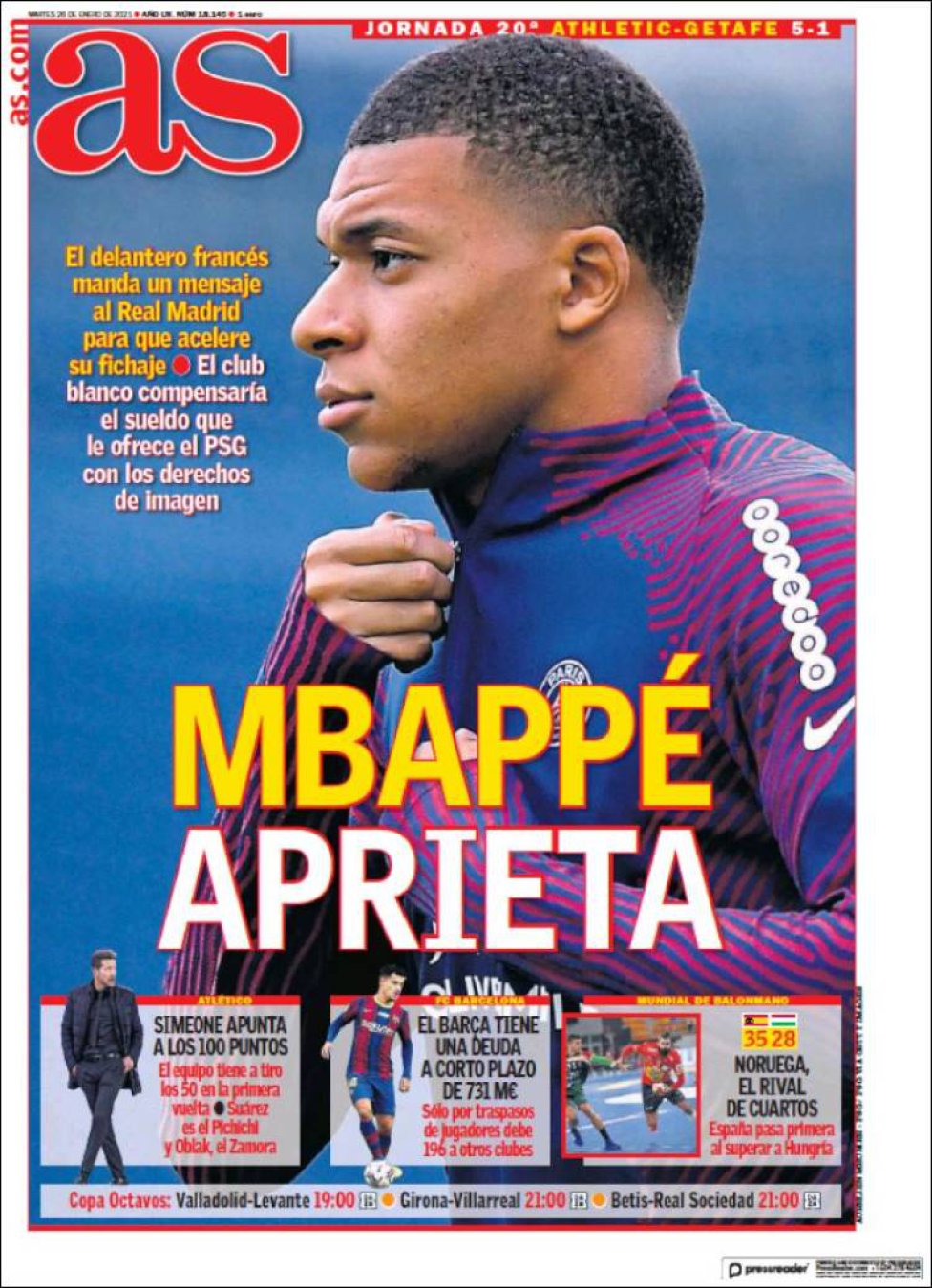 Mbappé aprieta'... las portadas deportivas de hoy 
