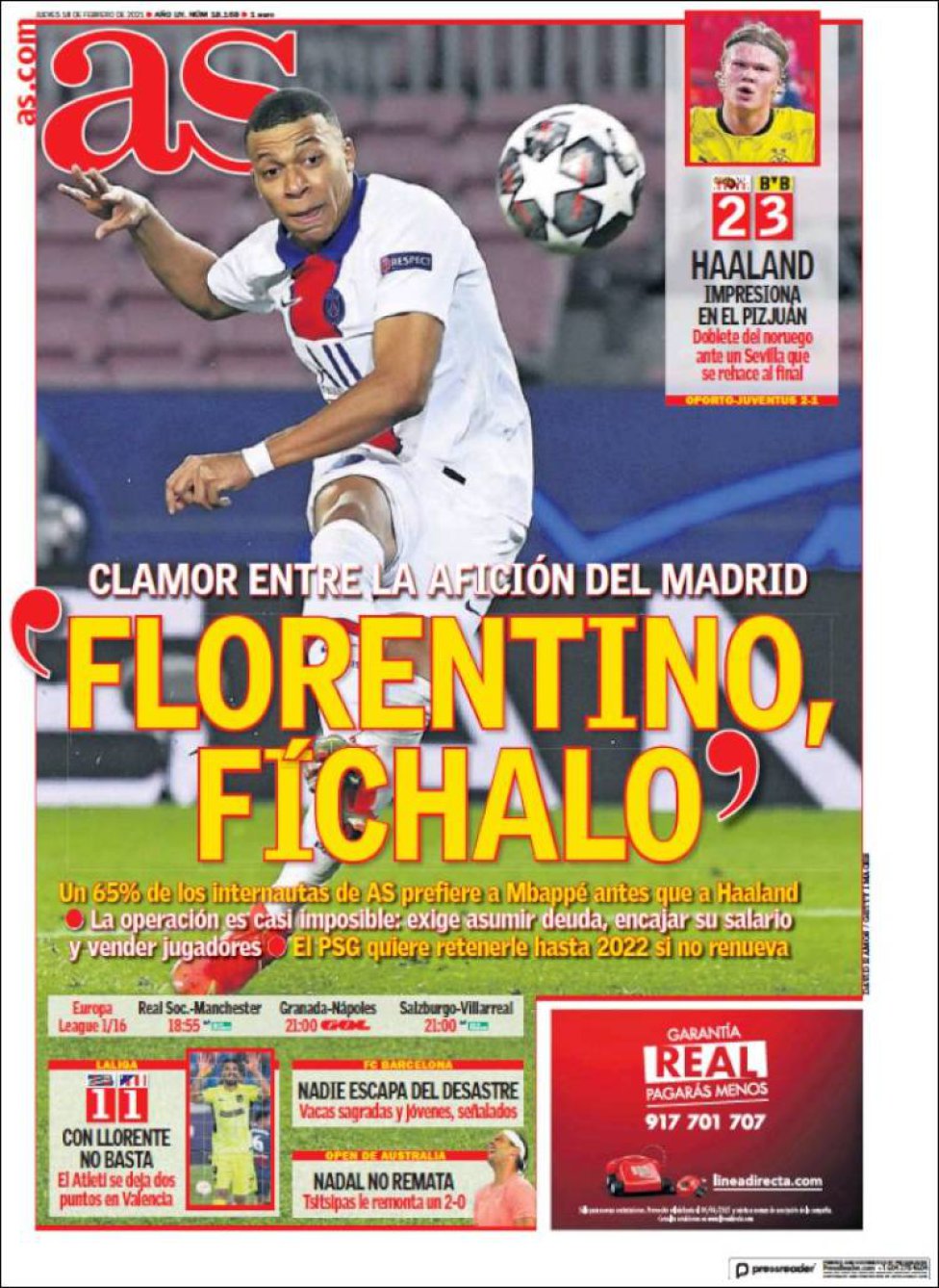 barrera Miau miau bolso Florentino, fíchalo"... las portadas deportivas de hoy - AS.com
