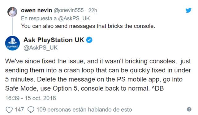 Playstation Uk Asegura Que El Error Del Mensaje Esta Solucionado Meristation