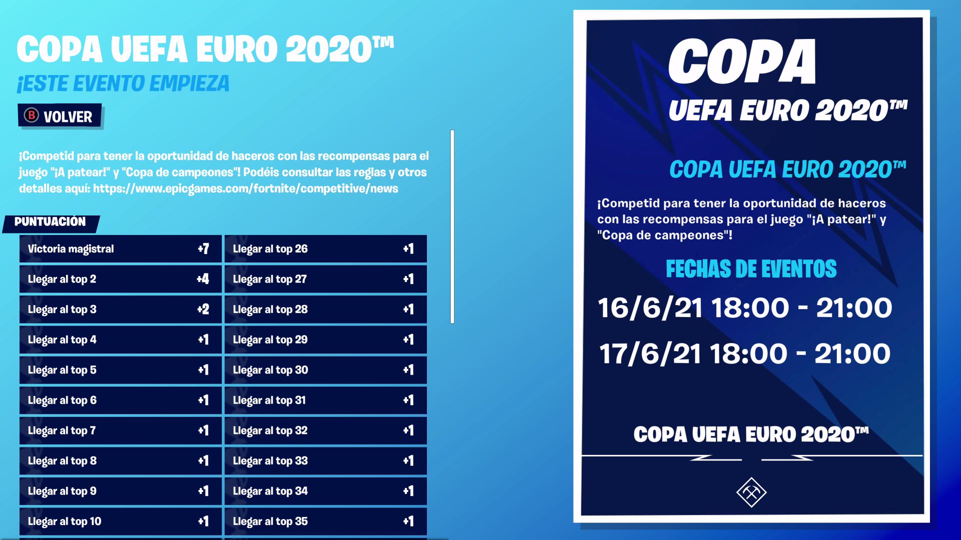 1 Fortnite To 1 Euro Copa Uefa Euro 2020 En Fortnite Fechas Horarios Y Premios Meristation